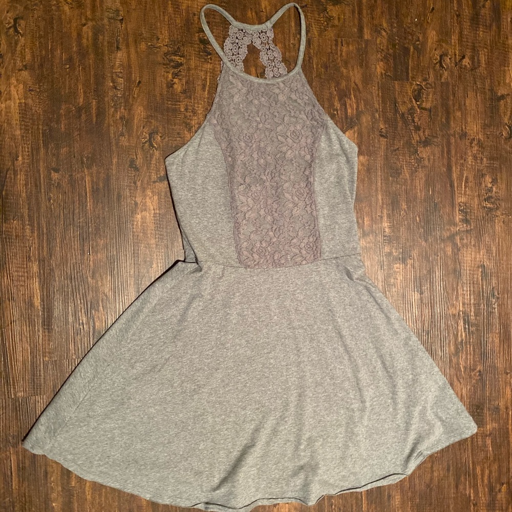 ABERCROMBIE & FITCH Gray Backless Halter Dress